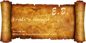 Erdős Donald névjegykártya